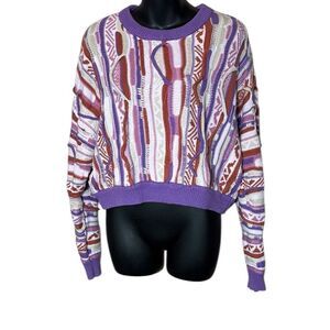 Women’s textured 3D knit colorful abstract sweater biggie Cosby wavy